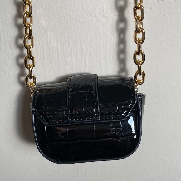 Black patent leather Michael Kors AirPod Pro Case with strap. - Picture 4 of 7